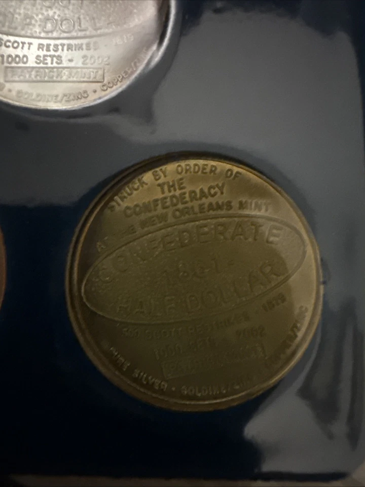 2002 Patrick Mint Confederate Half Dollar Restrike 3-Coin Set 999 Silver 1/1000 - Image 4 of 4