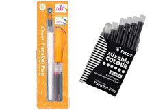 Pilot Parallel Pen 2-Color Black/Red 2.4mm 6 Black Ink Refills Office School
