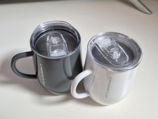 Twosome Place Stainless steel Camping Mug Set, 2pack, 360ml, White & Grey