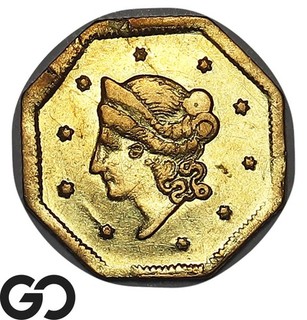 1854 California Fractional Gold Dollar Octagonal Liberty Head BG 532 SCARCE