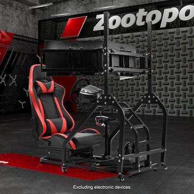 Zootopo Racing Simulator Cockpit Mit Rotem Sitz Und Triple Monitor-Ständer G923