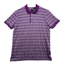 Hugo Boss Men's Size M Purple Stripe Mercerized Cotton Regular Fit Polo Shirt