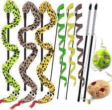 Interactive Cat Toy Wand with Catnip Mouse, Cat Teaser Wand Rainbow String for B