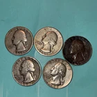 Lot of 5 US Washington Quarters 90% Silver Lot  36,41,2 52,58D