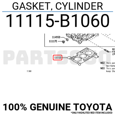 11115B1060 Genuine Toyota GASKET, CYLINDER 11115-B1060 | eBay