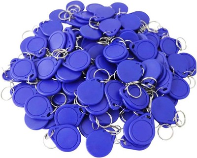ETEKJOY 100PCS 13.56MHz RFID Key Fob Proximity IC Card ISO14443A Token Blue