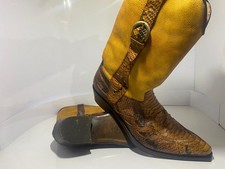 stivale texano n. 42 doppio fondo in cuoio con lavorazione a mano 