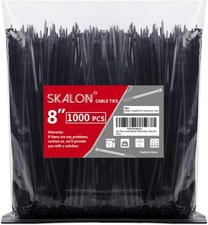 Zip Ties 8 inch 1000 Pack , 40lbs Tensile Strength, Black 8 1000 Pack,