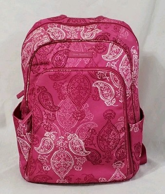 Vera Bradley Lighten Up Pink White Campus Backpack in Stamped Paisley *READ 