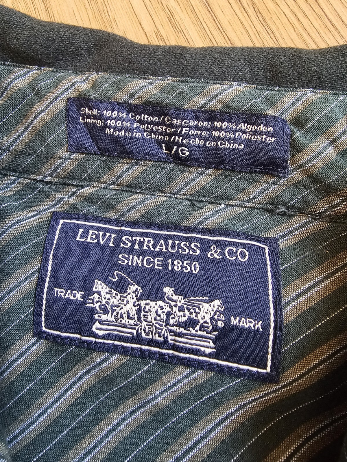 Levi's Men Large Dark Green Lined Shirt Jacket Heavyweight Canvas Coat image 3