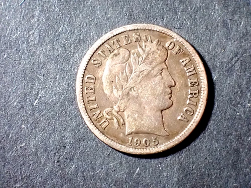 A Lot of one  silver Barber dimes  1905 VF/XF Cond set RGR 559