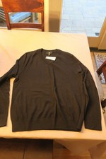 Banana Republic Men Black 100 Extra Fine Merino Wool V-Neck Sweater Medium
