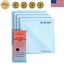 Microfiber Cleaning Cloths for Glasses Screens, 4-Pack Blue - Large 12"x1...