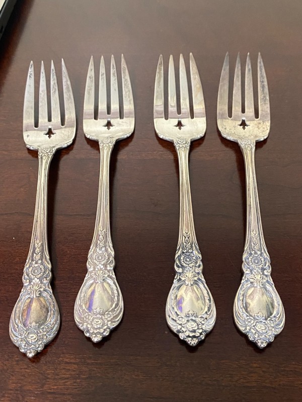 4 Sterling Silver Stanton Hall Heirloom Salad Forks 176g No Mono Y0270