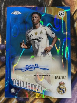 2025-26 Topps Chrome UEFA Club Blue Lava Refractor Aurelien Tchouameni Auto /150