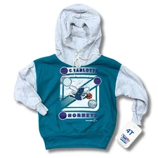 Vintage 1993 Charlotte Hornets Hoodie 4T NWT USA Teal Sportonics NBA Basketball