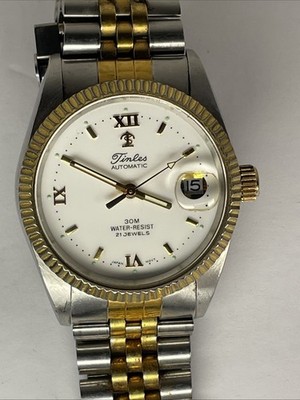 Tinles Watch Japanese Movement 21 Jewels Automatic Water Resistant Date 30m Mens