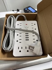 JouleLoom Power Strip Surge Protector with 8 Outlets 4 USB 2 USB C Ports White
