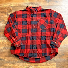 Mens Drake Clothing Company Flannel Shirt Red Black Buffalo Plaid XL