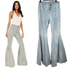 Free People We the Free Just Float on Printed Flare Jeans Size 27