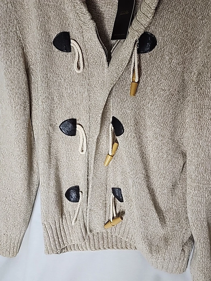 Tasso Elba мужской средний элегантный кардиган свитер на молнии переключатель застежка бежевый - Изображение 3 из 4