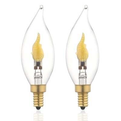 2-Pack E12 C11/C35 LED Flame Effect Bulb, 6000K Daylight, Flickering, Tip