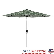 9ft Crank Lift Patio Umbrella W/ 3 Position Tilt Fade Resistant Steel Frame New