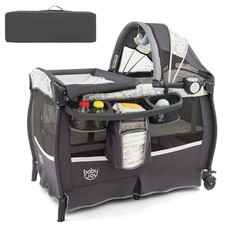 4 in 1 Portable Pack and Play with Bassinet Mattress Changing Table Music Box