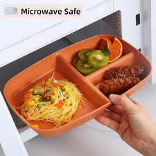 12 Pack Divided Plates 10.5" Reusable Wheat Straw Dinner Party 3 Compartment
