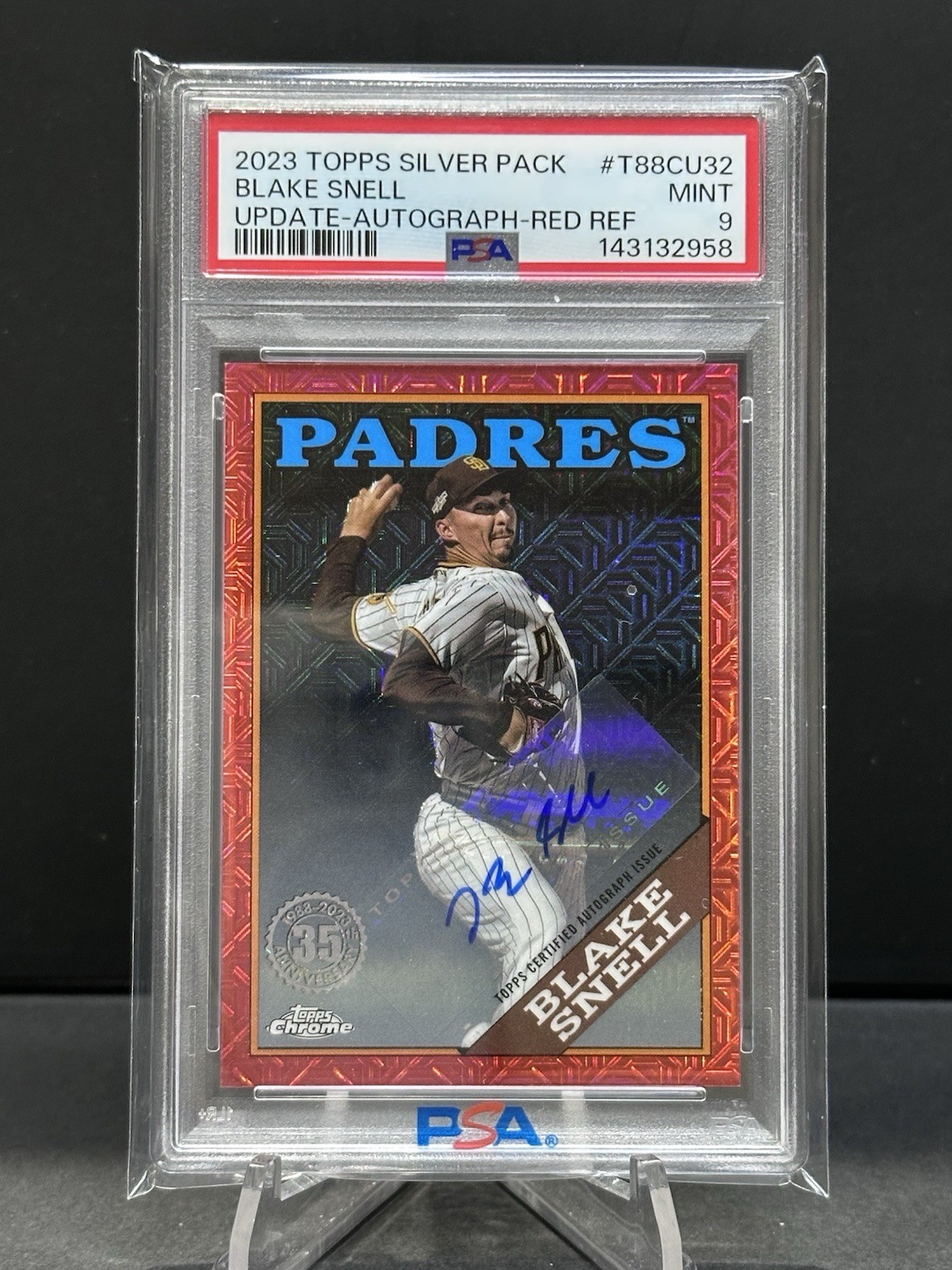 2023 Topps Silver Pack Blake Snell Red Refractor Auto /5 PSA 9 Mint