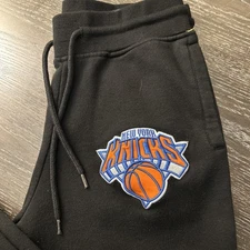 New York Knicks UNK NBA Pants Sweatpants Black Mens Size L Embroidered