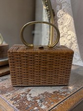 Vintage Wicker Basket Like Handbag Large Opens Very Wide Adorable