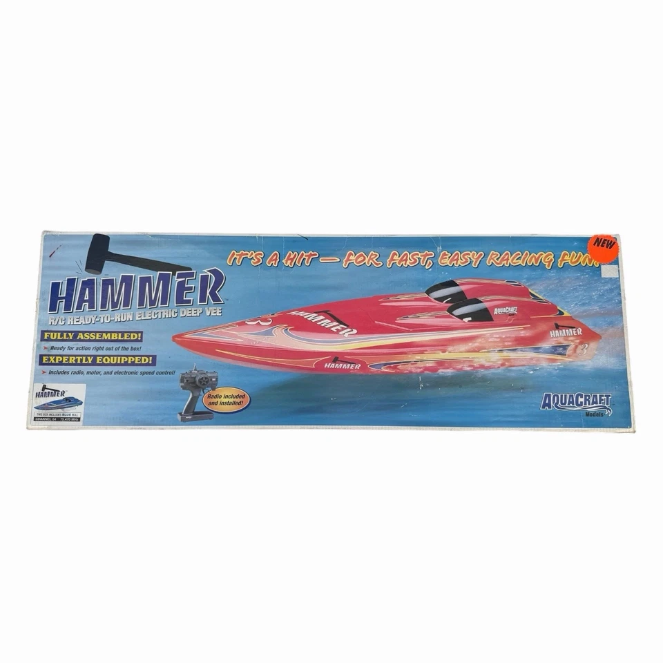 AquaCraft Hammer RC Boat HCAB1064 Blue 24” Futaba Radio - Image 2 of 4