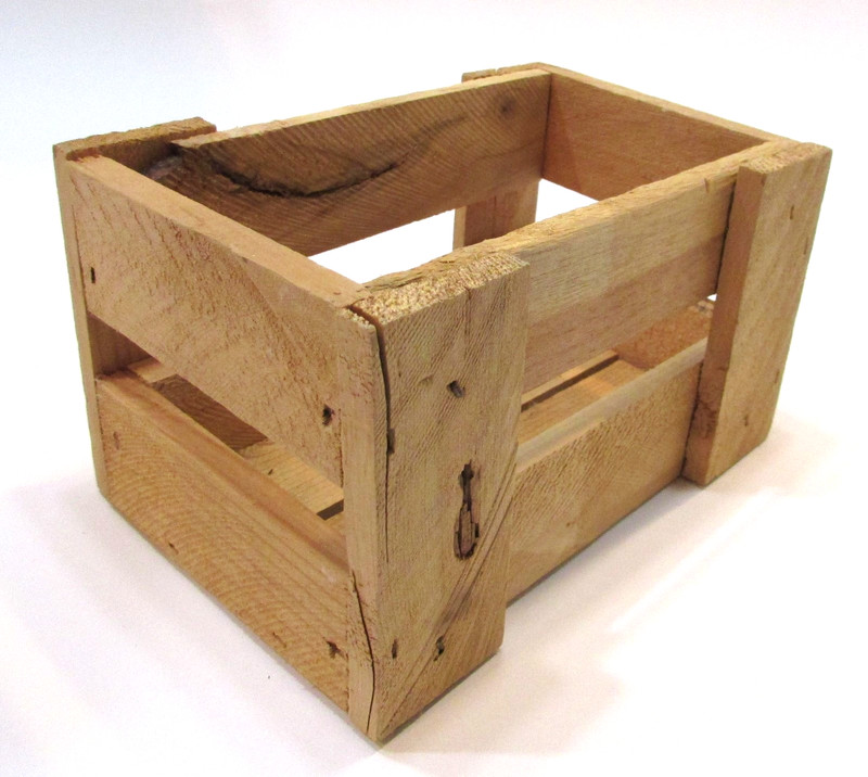 Vintage 1990's Miniature Small 4x5x7" Rustic Pine Wood Slat Side Fruit Crate Box