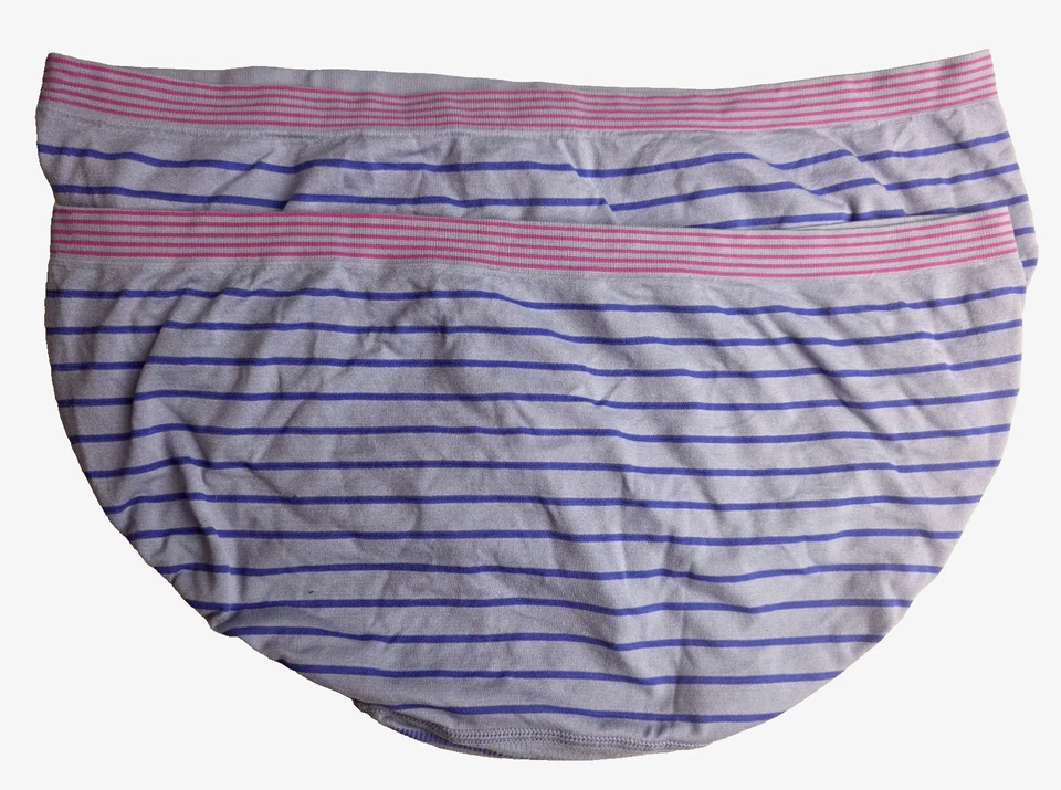 批量 2 件 全新无标签 DKNY ( XL) 微纤维针织 无缝内裤 条纹 蓝色 粉色 — 第 3/3 张图片