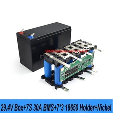29.4V Battery Storage Box Case 18650 7S3P Holder 30A Balance BMS Welding Nickel