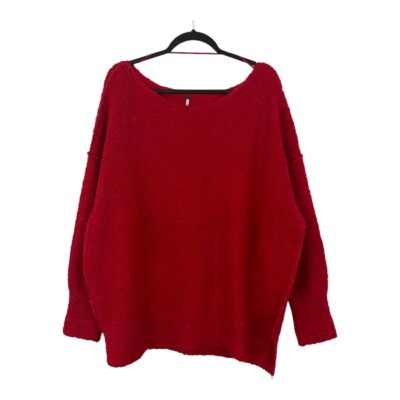 Free People Size Small Moira Slouchy Red Tunic Sweater