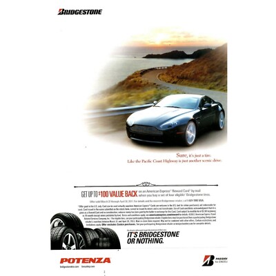 2011 Print Ad Bridgestone Potenza Tires Automobile Pacific Coast HWY