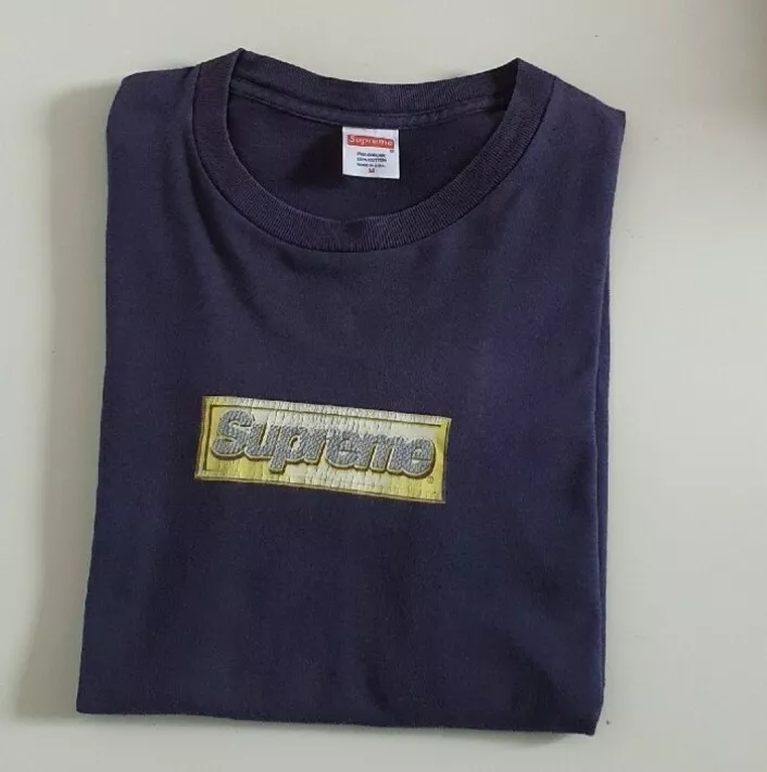 SS13 Supreme Bling Box Logo Tee Blu T Shirt Taglia M Media Vintage 2013 Rara