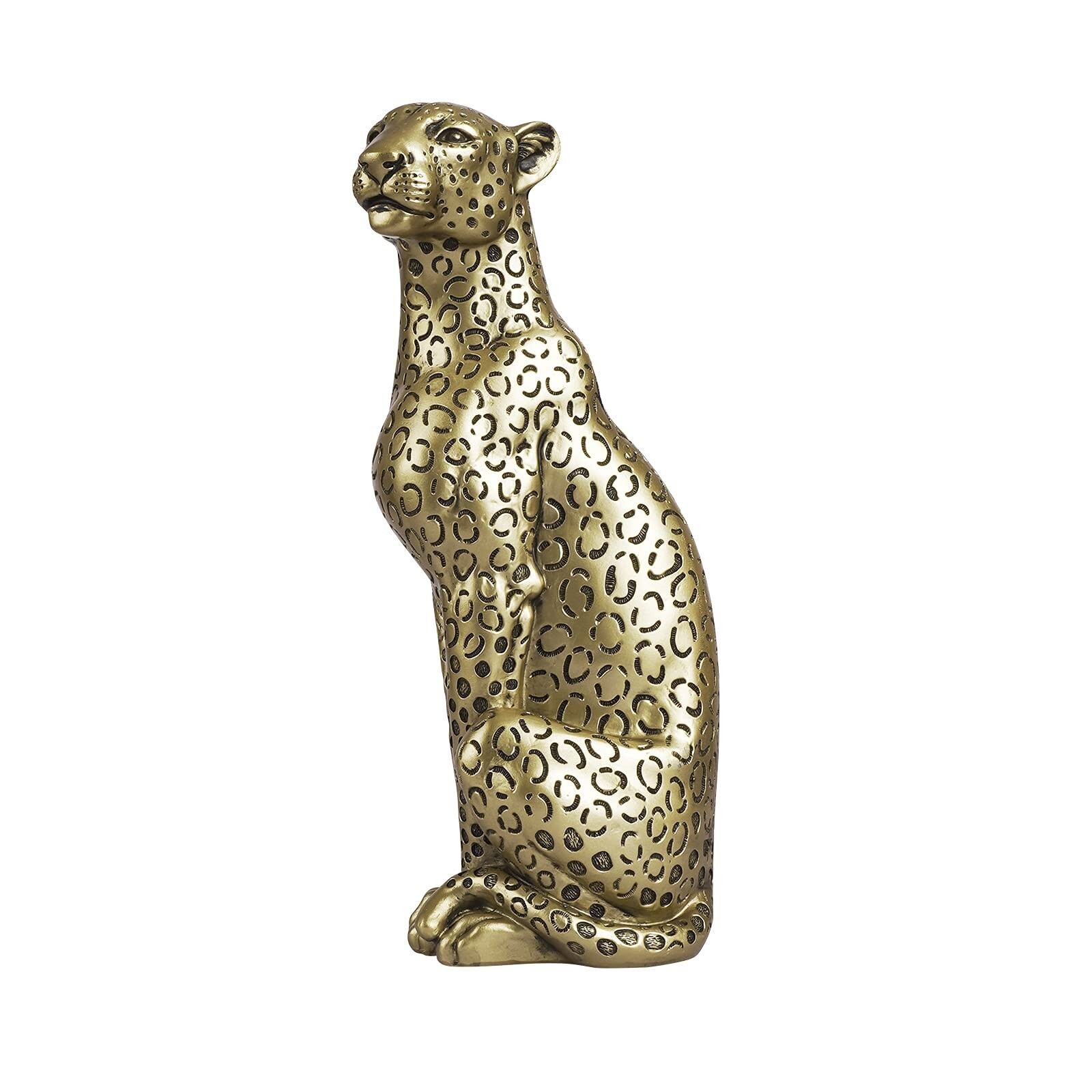 Cheetah Statue Home Decor Leopard Sculpture Resin Sitting Cheetah Figurine De...