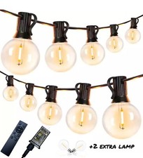 50FT LED G40 Globe String Lights, Shatterproof Outdoor Patio 50 2 Bulbs