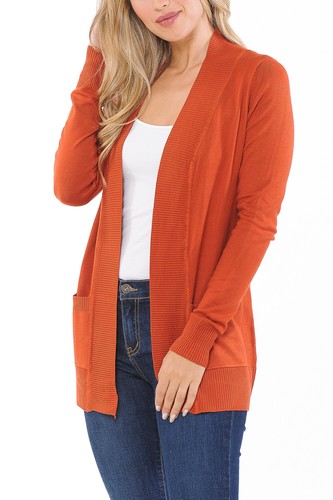 Women's Classic Casual Solid Open Front Sweater Knit Cardigan / Bolero - Picture 136 of 137