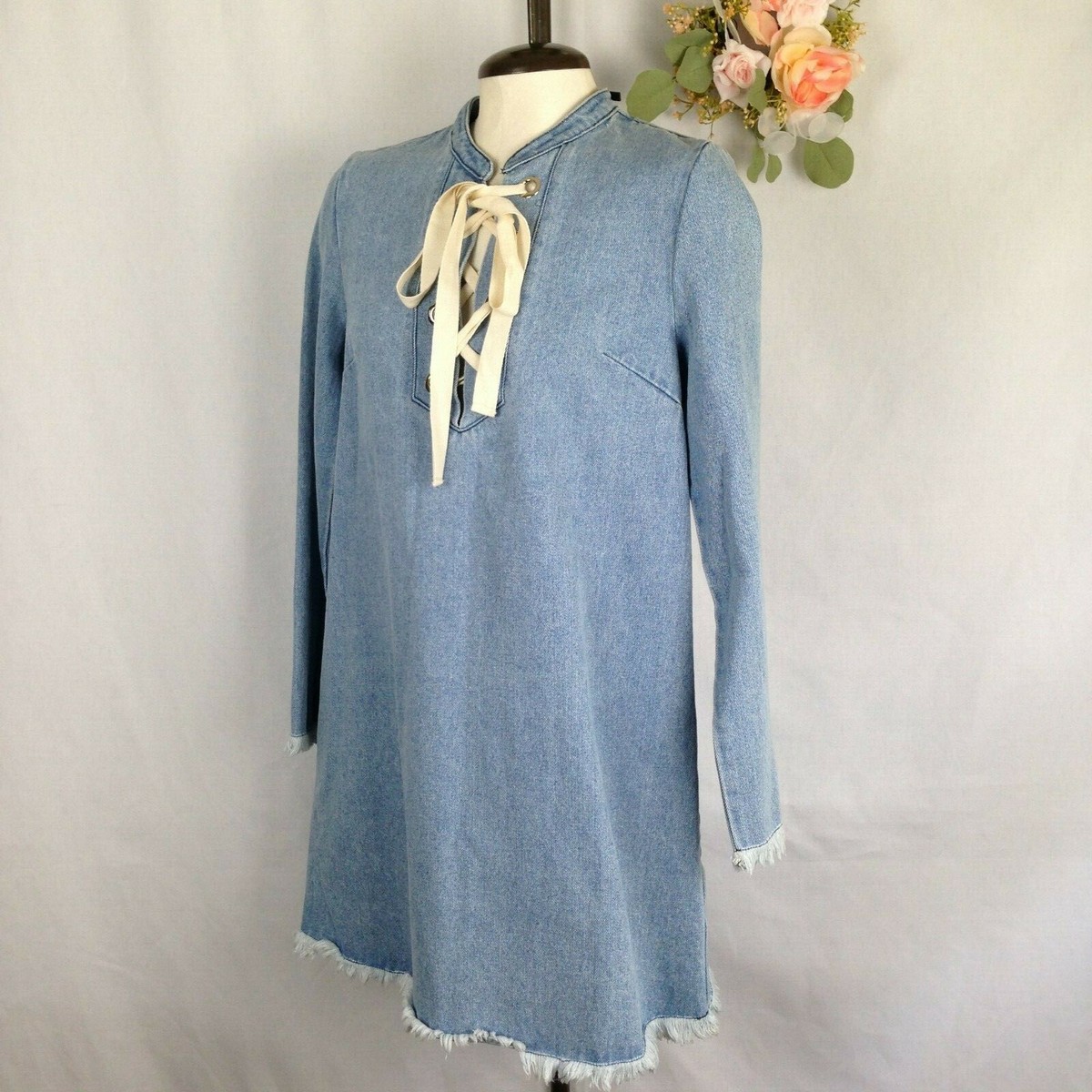 sugarlips denim dress Aura Jacey Denim Bow Shift Dress