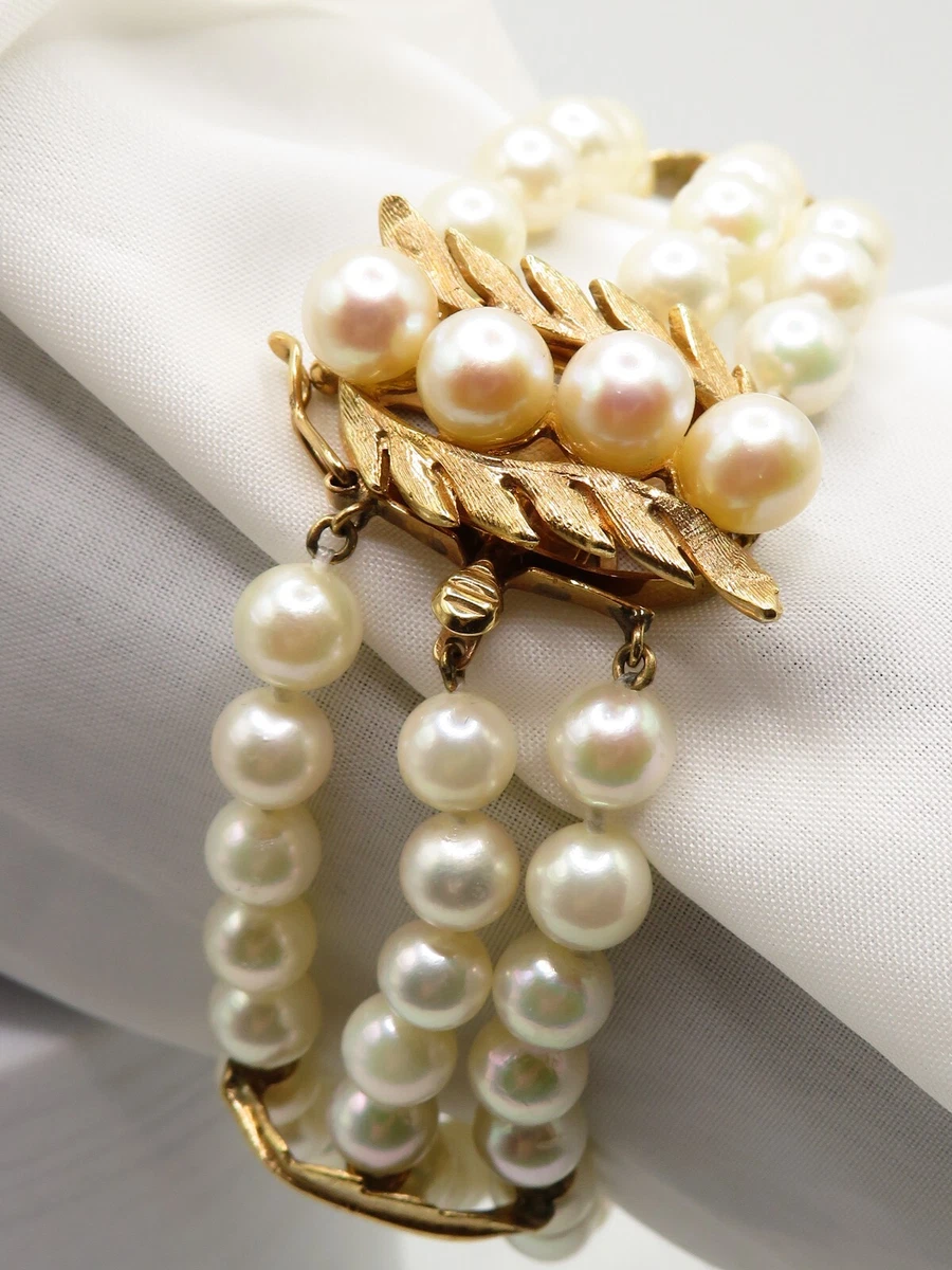 Vintage Three Row Pearl & Rhinestone Vintage Bracelet – 24 Wishes