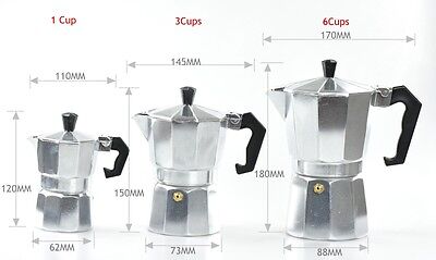 Classic Espresso Coffee Maker 1/3/6/9/12 Cups Aluminum Coffee Moka Pot  Mocha | eBay
