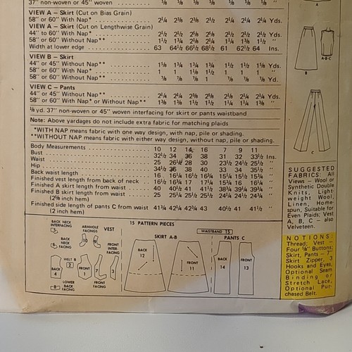 Vintage McCall’s Pattern 3275 Vest Skirt & Pants 1972 Cute 70s Style Jr Redbook - Picture 3 of 5