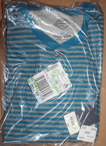 Henley Knit Pullover Shirt by St Johns Bay XL Teal Striped NWT - Picture 4 of 4