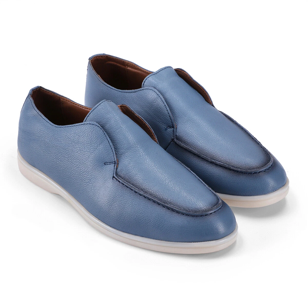 Men s leather Shoes in cobalt Blue Handmade designer classic blue