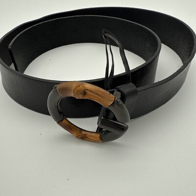 Gucci Bamboo G Logo Buckle Ledergürtel In Schwarz Größe 90 - 36