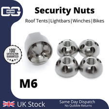 OML Anti-Theft Security Nuts | Tamperproof | Lock Nut Set - 4 Hole - M6